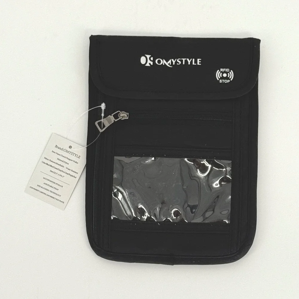 OMYSTYLE RFID Blocking Neck Stash Wallet Passport Holder Travel Security 90-03